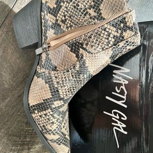 Worn twice - cute snake print booties from Nasty Gal!
